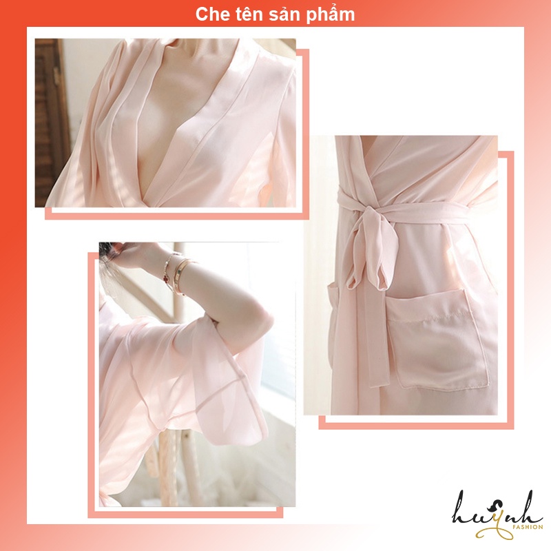 Áo Choàng Ngủ Voan Kiểu Kimono Xuyên Thấu Sexy - N30a