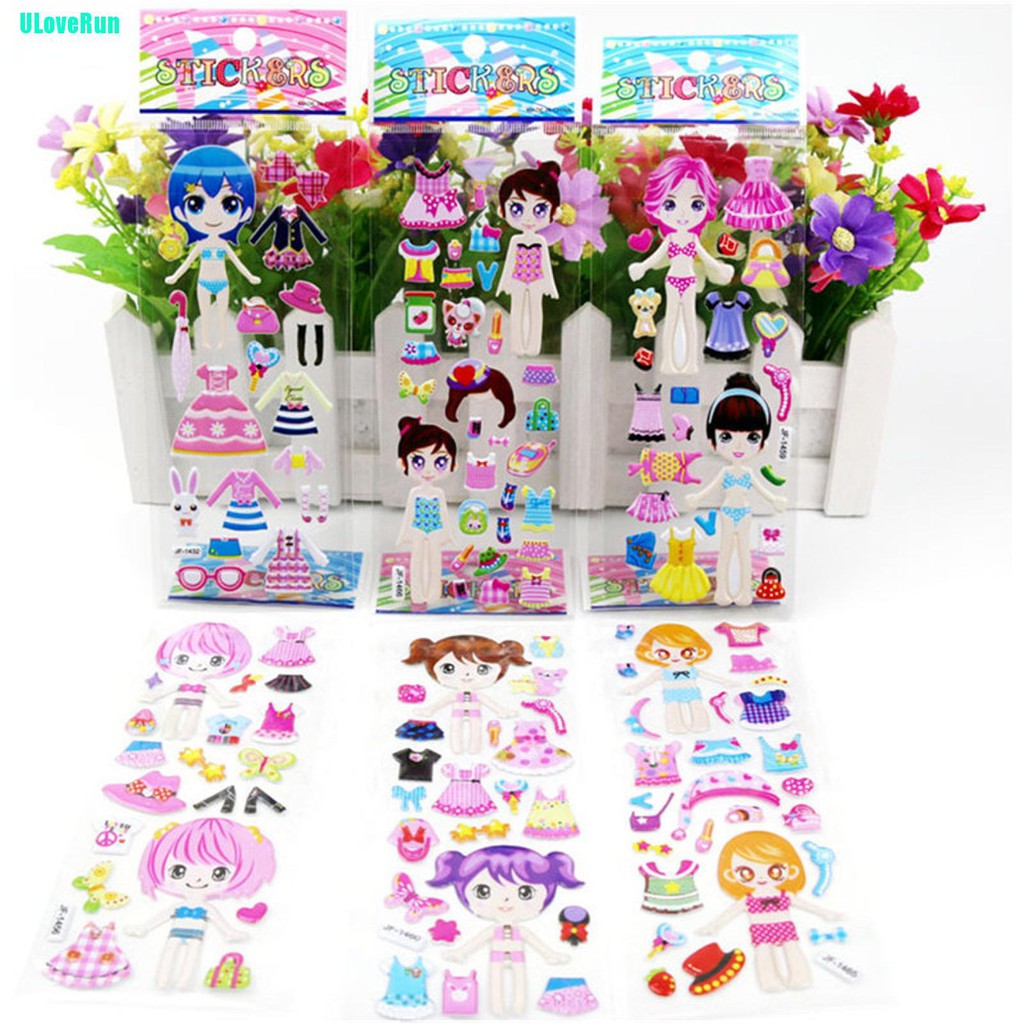 Set 5 Tấm Sticker 3D Dán Trang Phục Cho Bé Gái