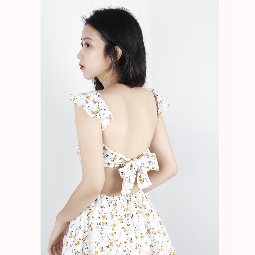 Đầm hoa nhí dáng xoè cut eo xinh xoắn RD020