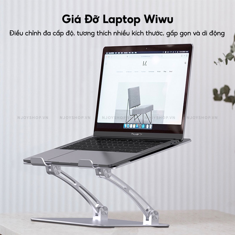 Giá Đỡ Laptop Khung Linh Hoạt Có Thể Gập Gọn WIWU Adjustable Bracket S700 Điều Chỉnh Đa Góc Độ Thiết Kế Hổ Trợ Tản Nhiệt