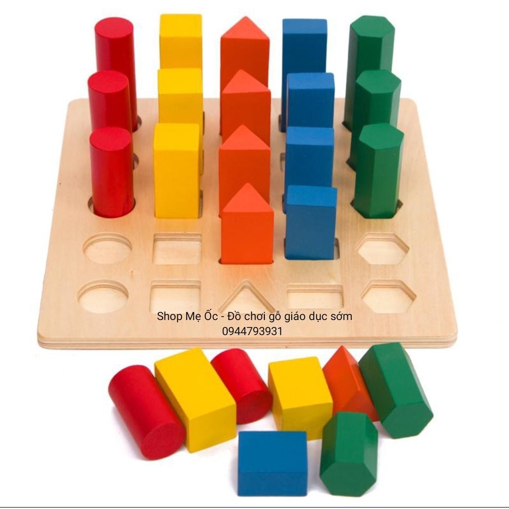 Giáo cụ Montessori_Xếp khối hình học bậc thang_Geometry Ladde