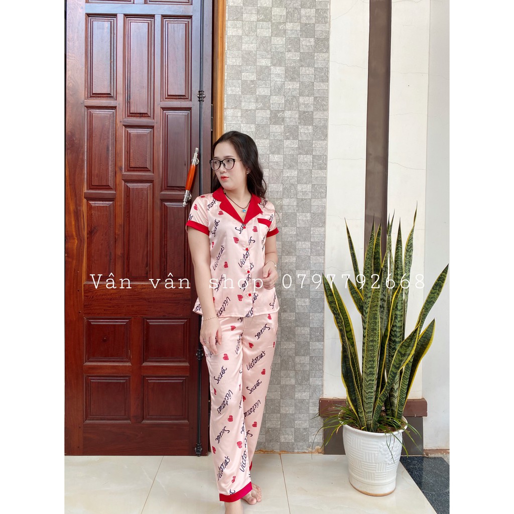 Bộ pijama lụa satin cao cấp- ẢNH CHỤP THẬT