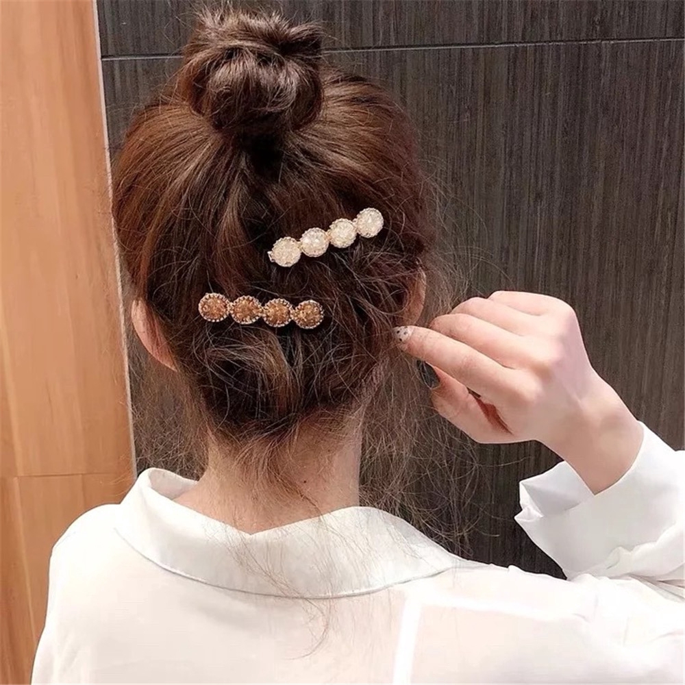 Cod Qipin Kẹp tóc đính đá phong cách Hàn Quốc thanh lịch dành cho nữ
