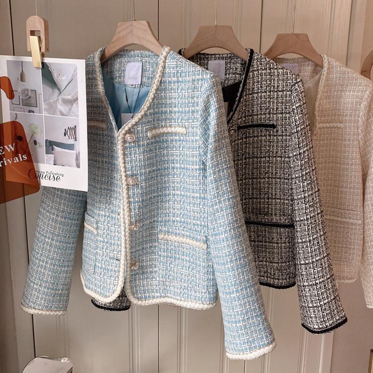 Xiaoxiangfeng coat 2021 new female metal buckle socialite all kinds of spring and autumn ladies' short jacket ins large size
