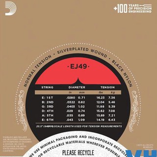 Dây Guitar Classic D’addario EJ49