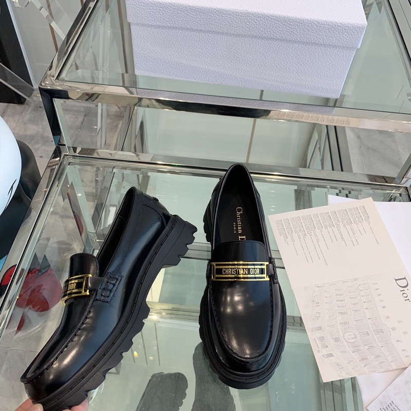 Giày lười da đế dày cho nữ thương hiệu Dior CD da thật cao cấp