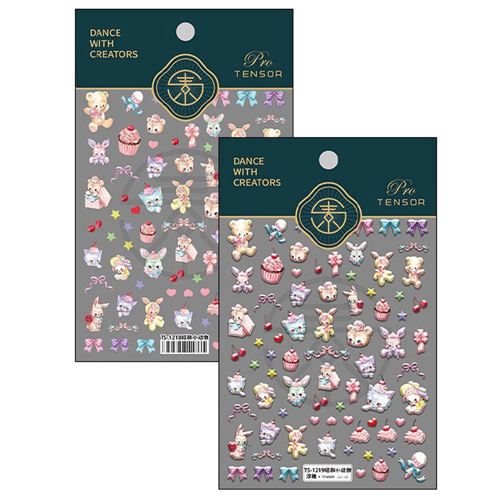 Miếng Dán Trang Trí Móng Tay Hình Mèo / Gấu Hoạt Hình Xinh Xắn