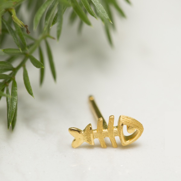 PRIMA Bông Tai Vàng 24K - BST Mono Chic - Xương Cá (1 chiếc ) - 111E3561