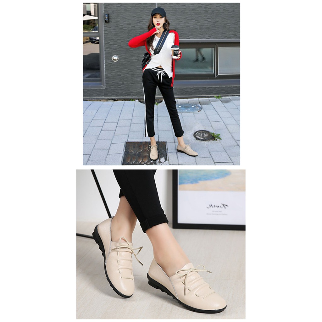 Leather A Foot Spring And Autumn Flat With Korean Casual Shoes Peas Shoes Women Winter Lazy Women's Shoes Flat Mother Sh