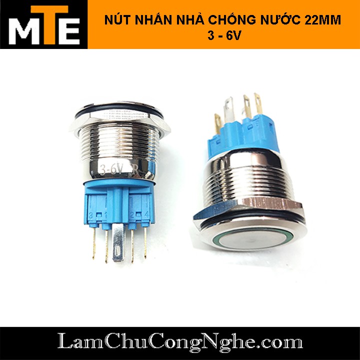 Nút nhấn nhả chống nước có LED 22mm 3-6V