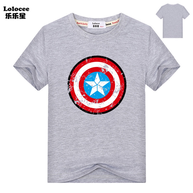 Áo thun tay ngắn thoáng khí in hình Captain America cho bé trai