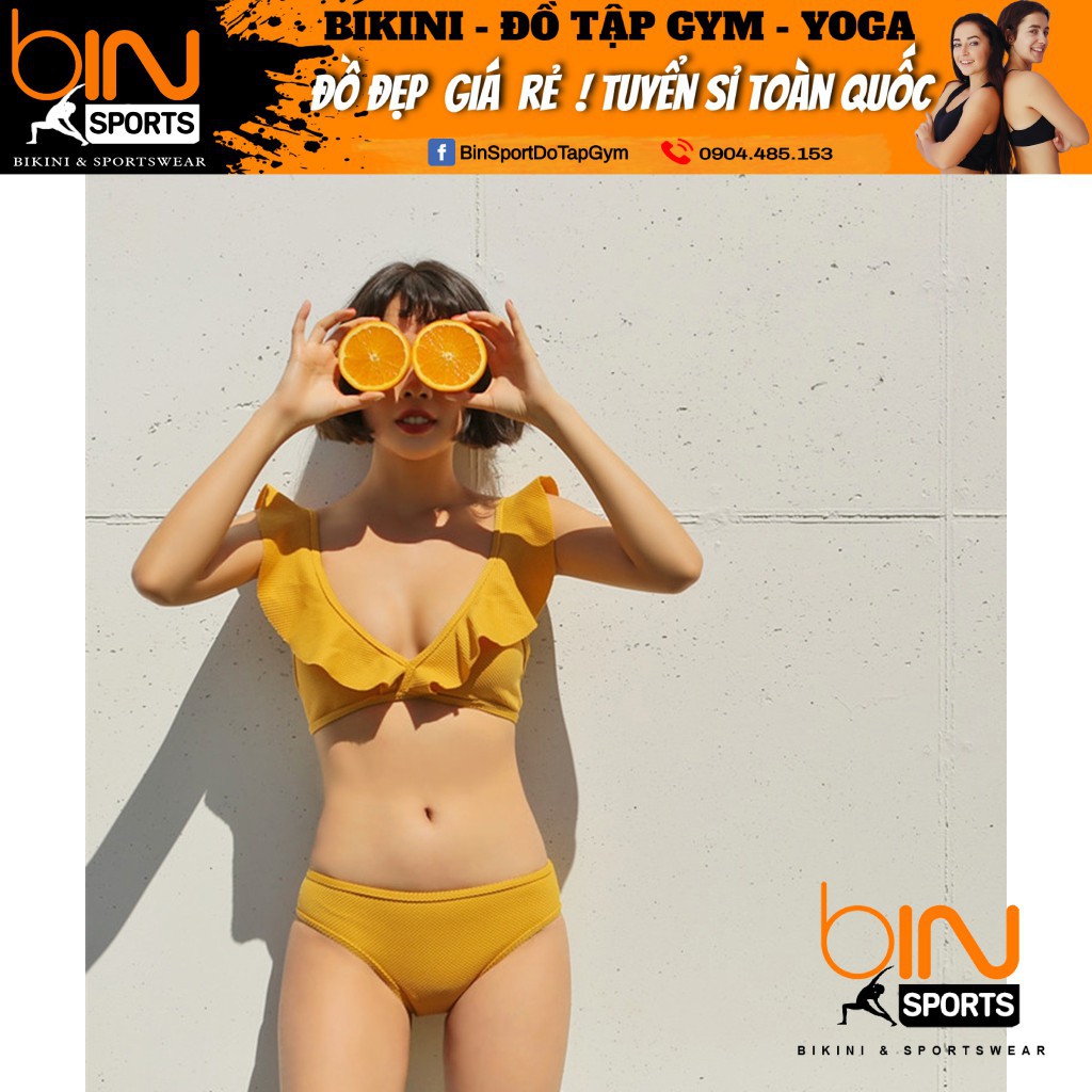 Đồ Bơi Nữ Đi Biển 2 Mảnh Màu Vàng Hàng Nhập BHN002
