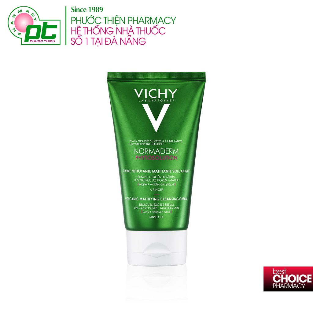 Sữa rửa mặt bùn khoáng tạo bọt Vichy làm sạch sâu kiểm soát dầu Normaderm Phytosolution Volcanic 125ml