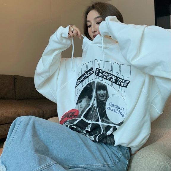 Áo Hoodie Form Rộng Thời Trang Năng Động Cho Nữ