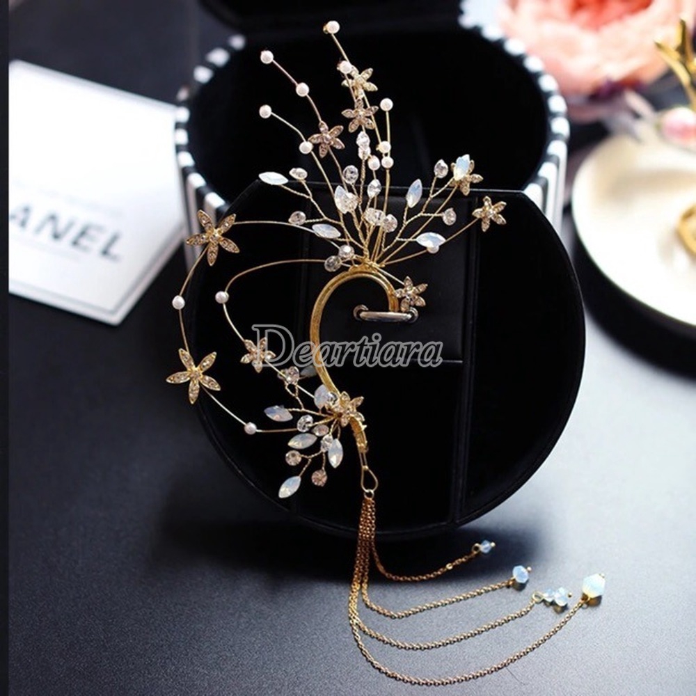 2 khuyên vành tai gắn đá thời trang cô dâu