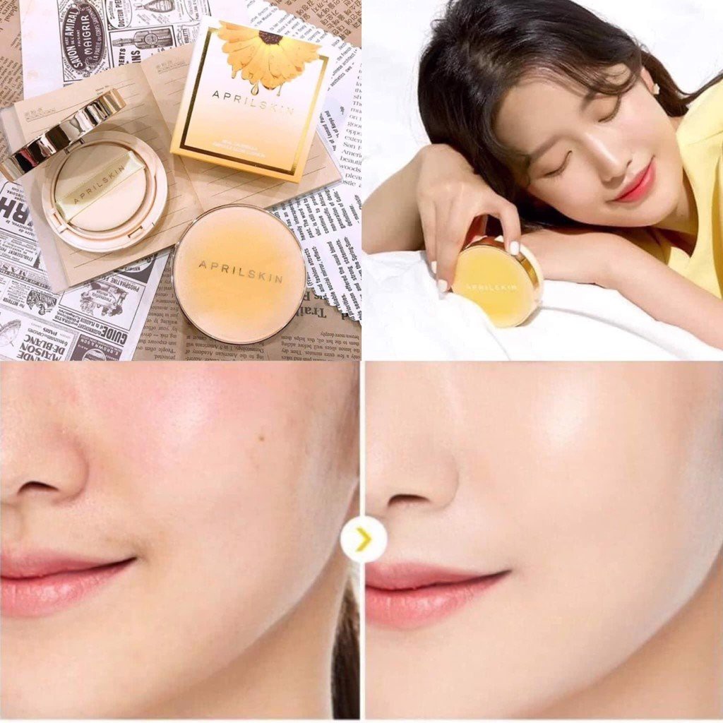 Phấn Nước April Skin Real Calendula Ampoule Glow Cushion SPF50+PA++++ Tone 23