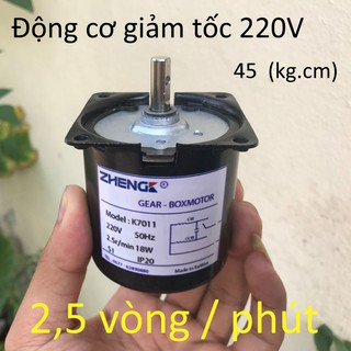 motor giảm tốc 220v 2,5 vòng trên phút
