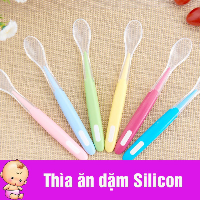 Thìa muỗng ăn dặm silicon cán dài