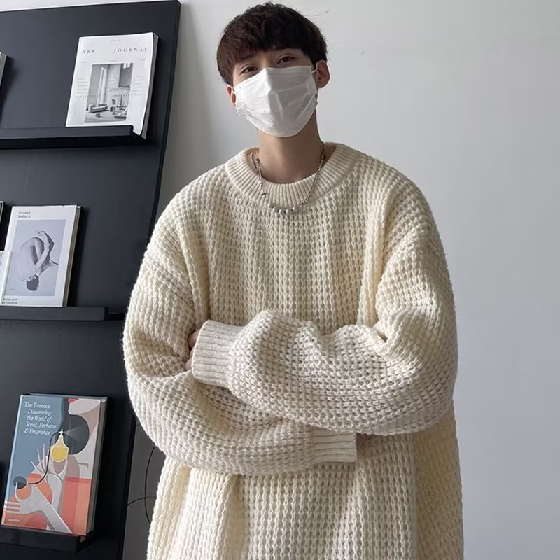 Áo Sweater nam Màu Trơn Cổ Tròn Dáng Rộng Thời Trang Hàn Quốc Dành Cho Nam áo sweater nữ form rộng Áo len nữ form rộng