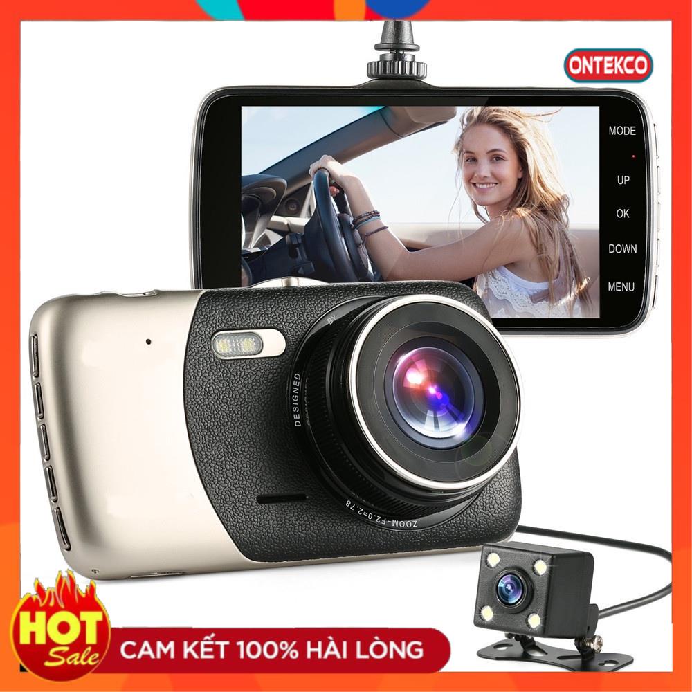 Camera hành trình ONTEK S14 đen/ vàng - ghi hình trước sau chính hãng