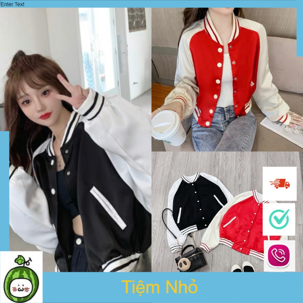Áo Khoác Bomber Nam Nữ 2 Màu Tay Phối Cực Chât ,Cúc Bấm , dưới 60kg G075