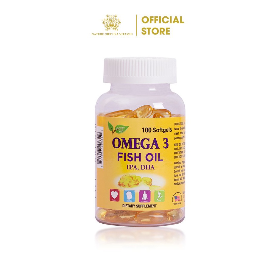 Viên Uống Dầu Cá Omega 3 Nature Gift Bổ Tốt Cho Tim Mạch Bổ Mắt và Bổ Não (100 Viên)