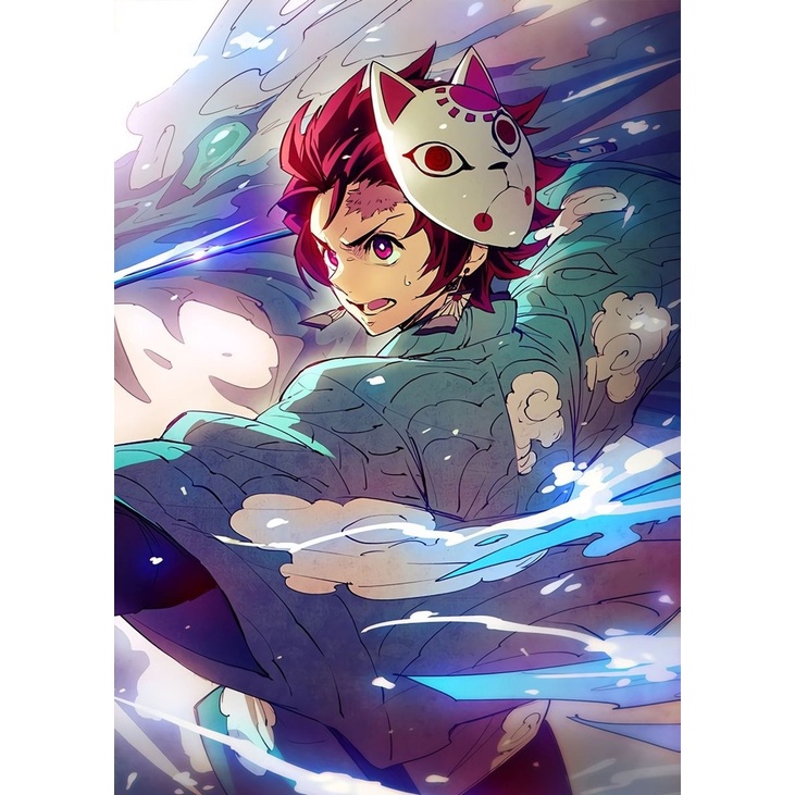 Bộ Tranh Sơn Dầu 40*50cm Tự Làm Họa Tiết Demon Slayer Trang Trí Nhà Cửa