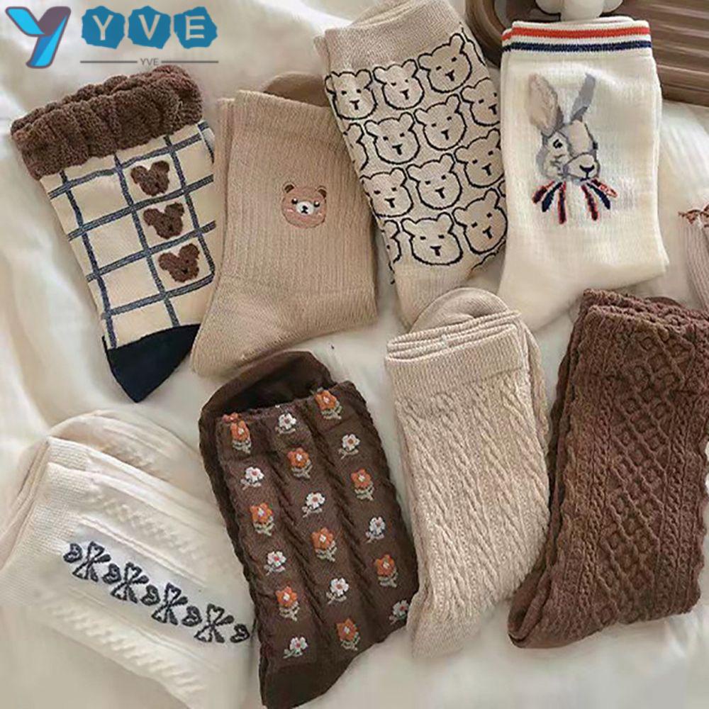 Vớ Cotton Mềm Mại Thoáng Khí In Họa Tiết Hoạt Hình Phong Cách Harajuku Cho Nữ
