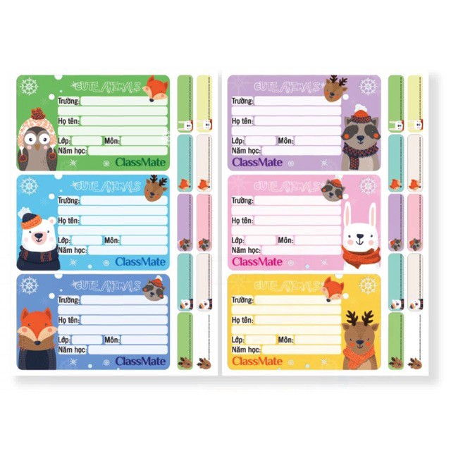 Nhãn vở ClassMate sẵn dán (1 tập gồm 15 nhãn to và 50 nhãn nhỏ)