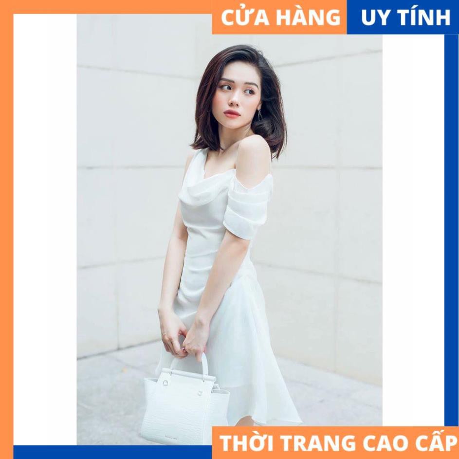 Đầm 2 dây rớt vai lệch tông trắng thướt tha dịu dàng [HÀNG CAO CẤP]