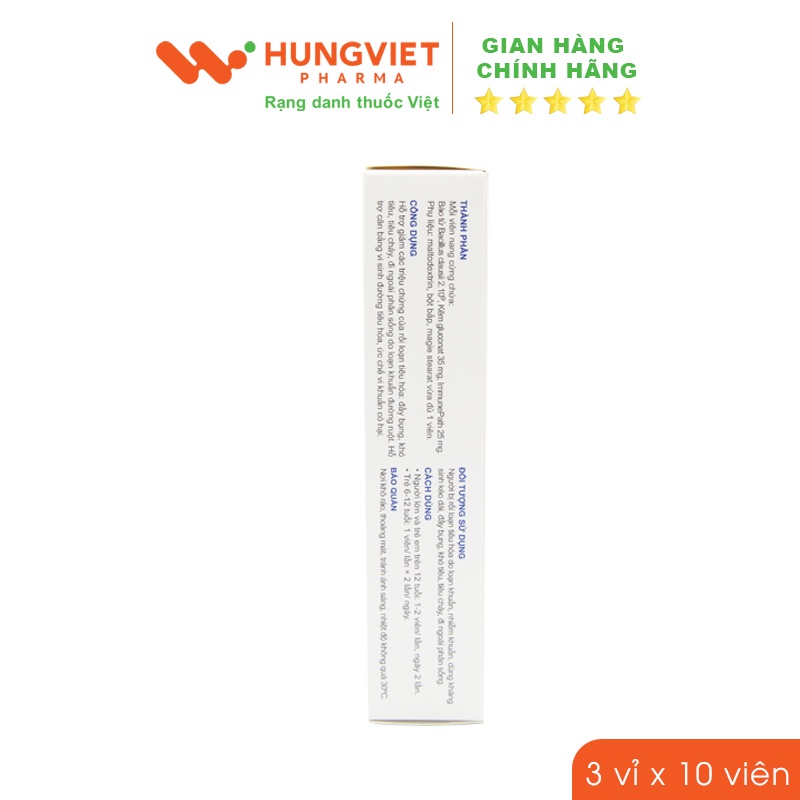 Men tiêu hóa Bio Sacacilus Plus - Giảm các triệu chứng của rối loạn tiêu hóa, đầy bụng, khó tiêu HungViet Pharma hộp 30v