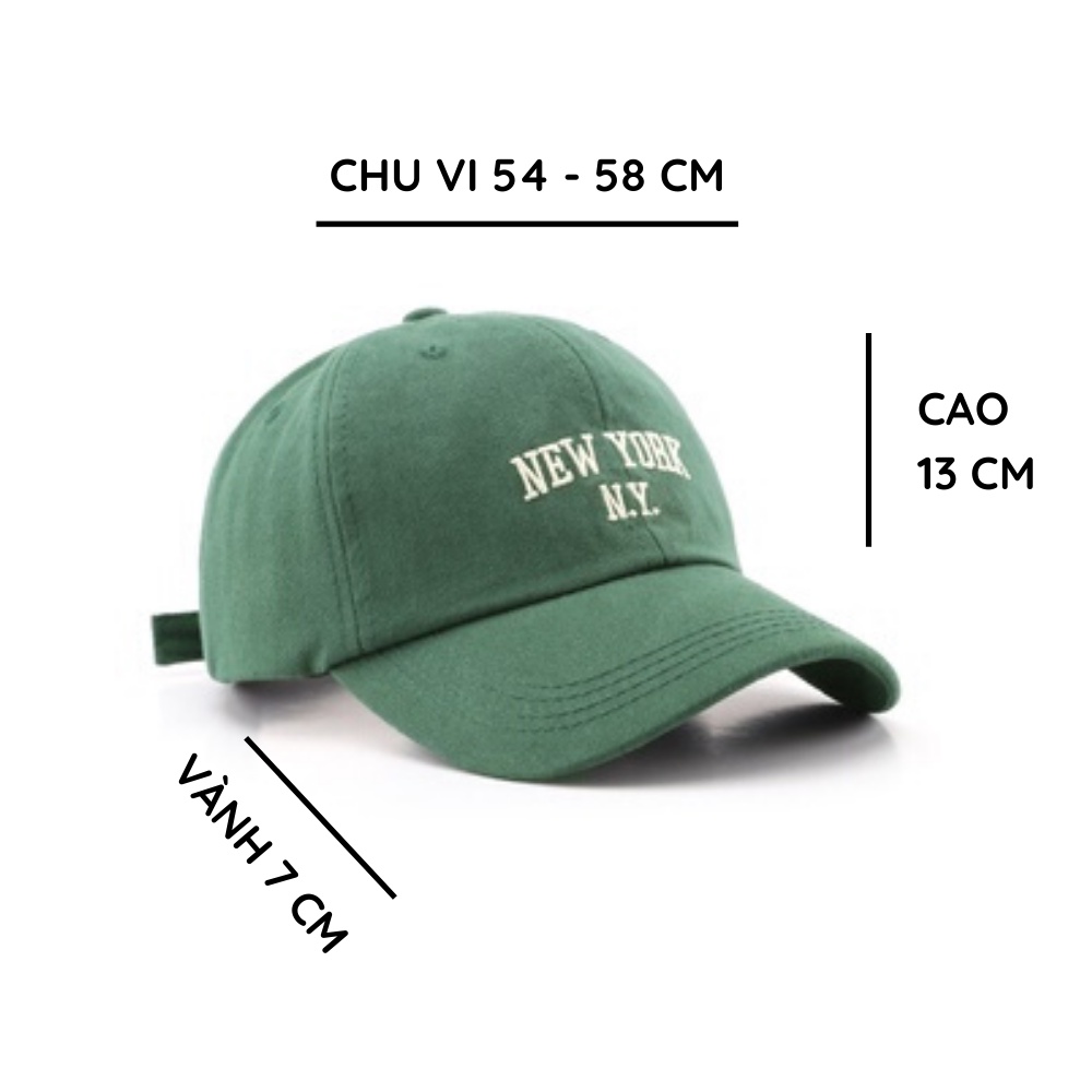 Mũ lưỡi trai Unisex thêu chữ NEW YORK NY, nón kết nữ phong cách thời trang Hàn Quốc Sollle