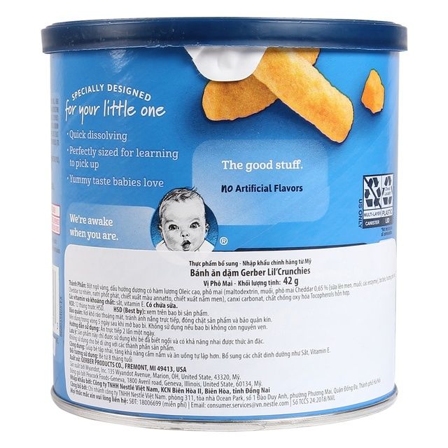 Bánh ăn dặm Gerber lùn vị phô mai 42g