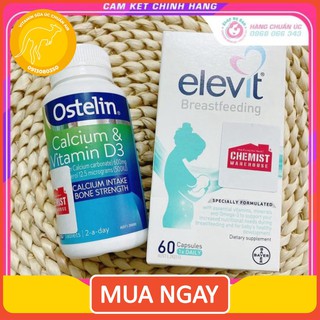 [Có Tem CHEMIST] COMBO 2 SP SAU SINH - Elevit sau sinh 60 viên, Canxi Ostelin 130 viên Úc