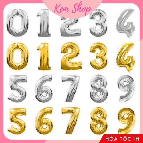 Bóng Số Tuổi Trang Trí Sinh Nhật Màu Vàng Gold Và Bạc Silver Size 40CM Loại 1 - Kemshop K31