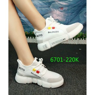 (6701)GIÀY THỂ THAO SNEAKER NỮ PHỐI CHỮ Ô MÀU ĐỘN ĐẾ TRẺ TRUNG, NĂNG ĐỘNG SIÊU NHẸ, SIÊU ÊM