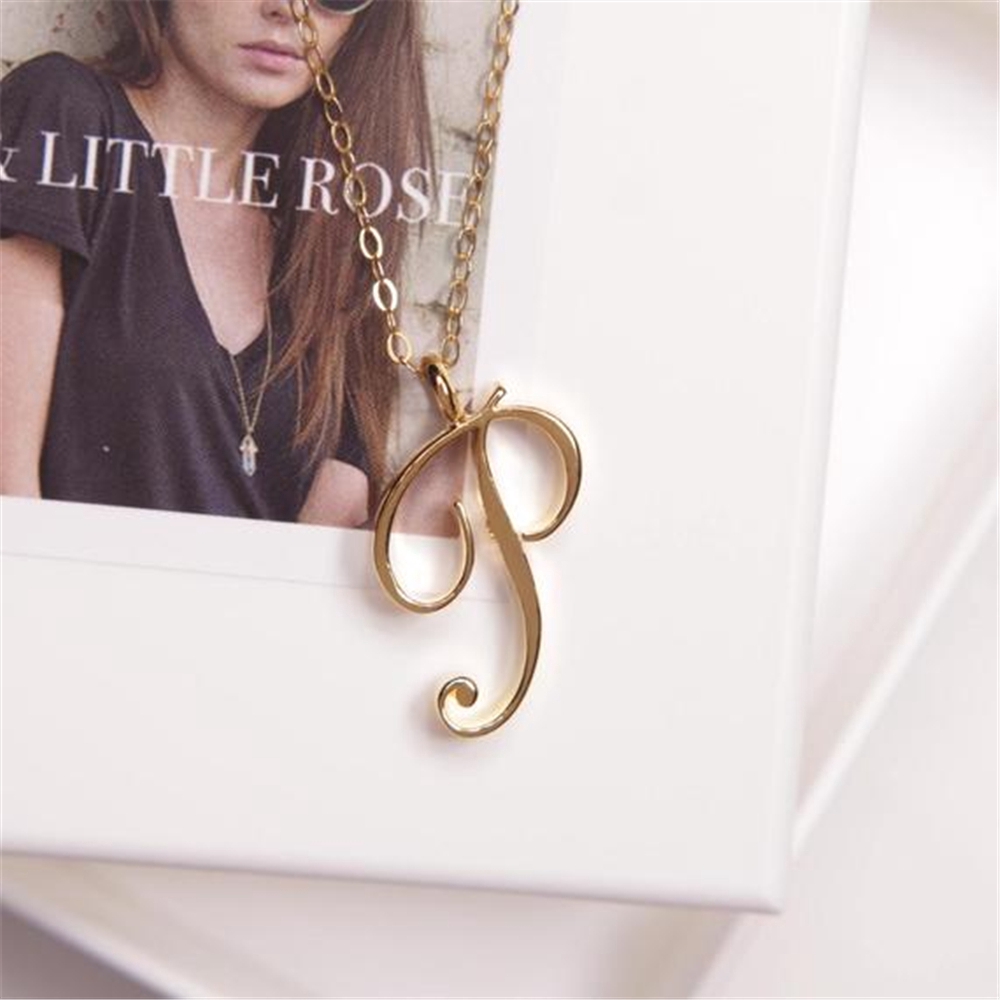 CACTU Luxury Minimalist|Plated Metal Cursive Alphabet Initial Necklace