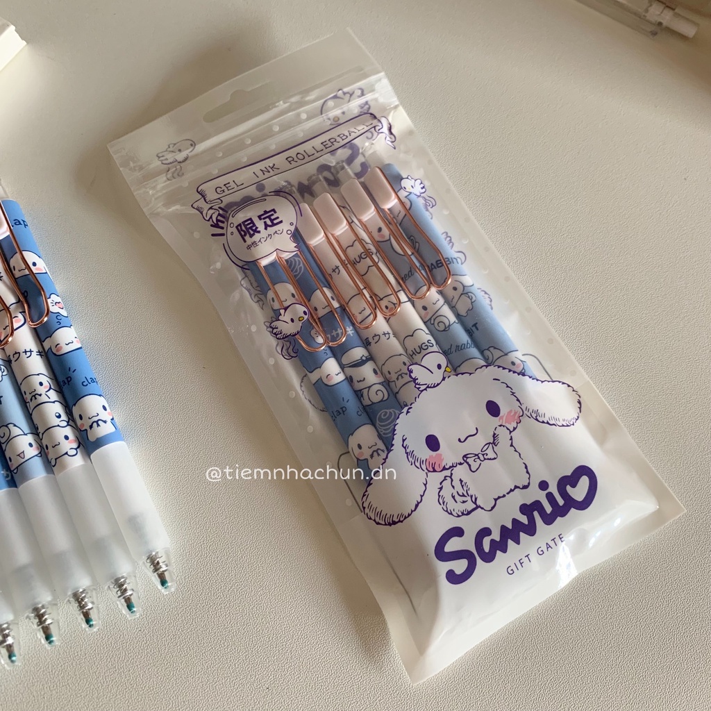 SET 6 BÚT GEL ĐEN SANRIO BLUE BLUE NGÒI 0.5mm (ảnh thật) - Tiệm nhà Chun