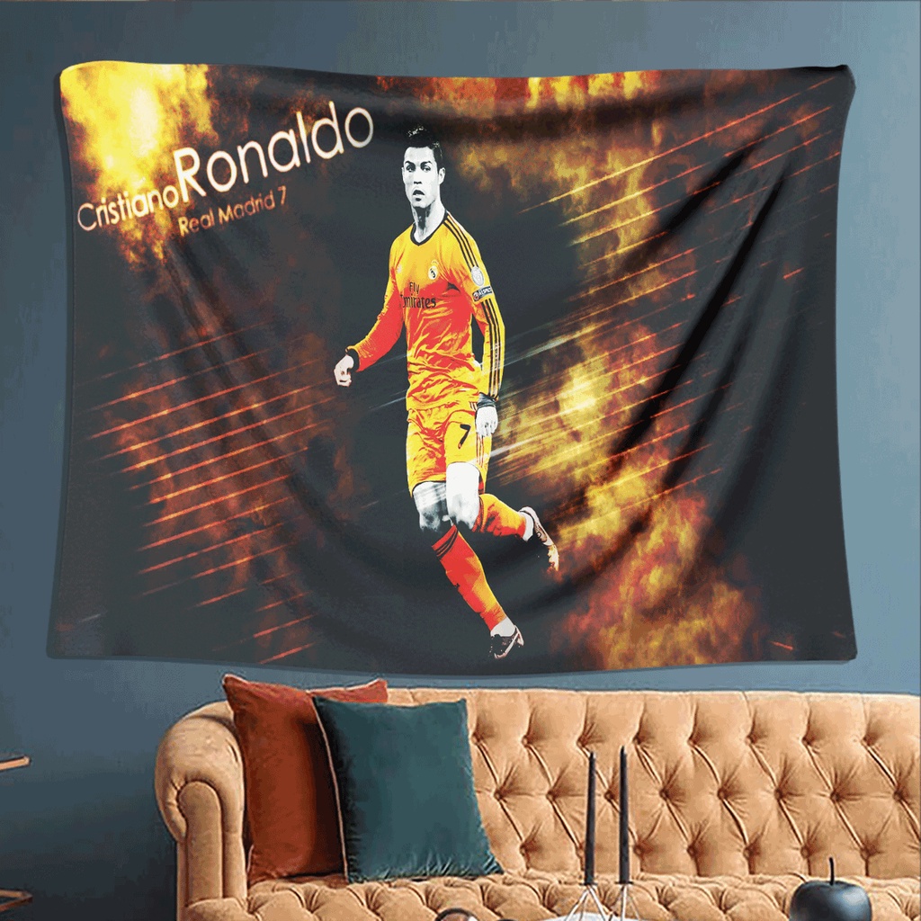Tranh vải treo tường Decor Cristiano Ronaldo 1 cầu thủ bóng đá Thảm Decor phòng hot nhất