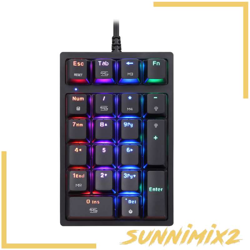 Bàn phím số cơ mini có dây gồm 21 phím ABS màu đen đèn nền RGB nhỏ gọn cho notebook/máy tính bàn chơi game