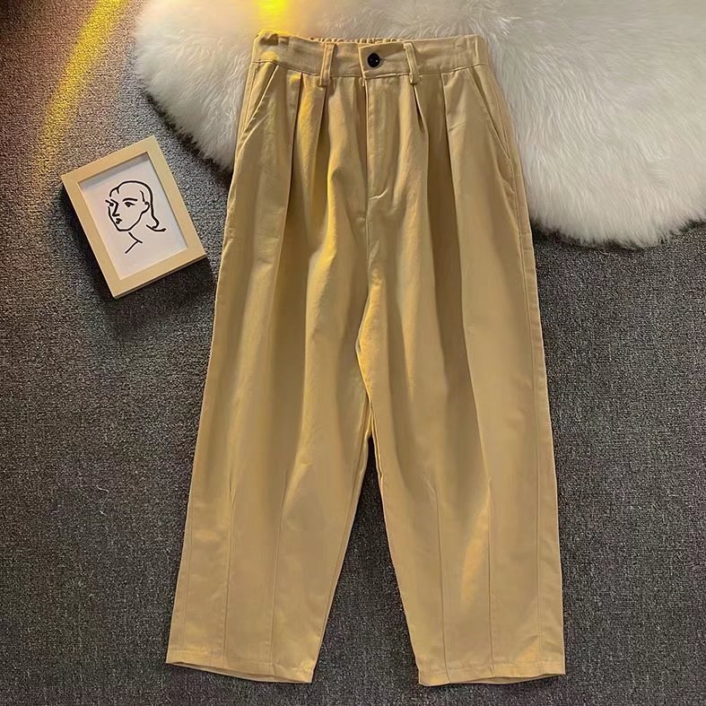 Quần Dài Ống Đứng Dáng Rộng Màu Trơn Phong Cách Hip Hop Hàn Quốc Cỡ Lớn M-3XL Thời Trang Cho Nam