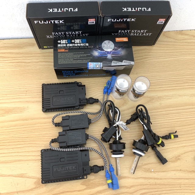 2 bóng xenon Aozoom và ballast Fujitek 55w bảo hành 2 năm
