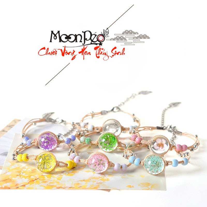 Vòng đeo tay nữ Handmake hoa khô thời trang thủy sinh