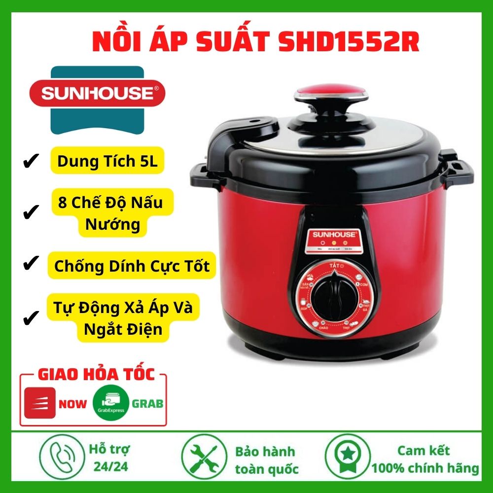 Nồi Áp Suất Điện Đa Năng Cao Cấp SUNHOUSE SHD1552 900W Dung Tích 5 Lít - Bảo Hành 24 Tháng