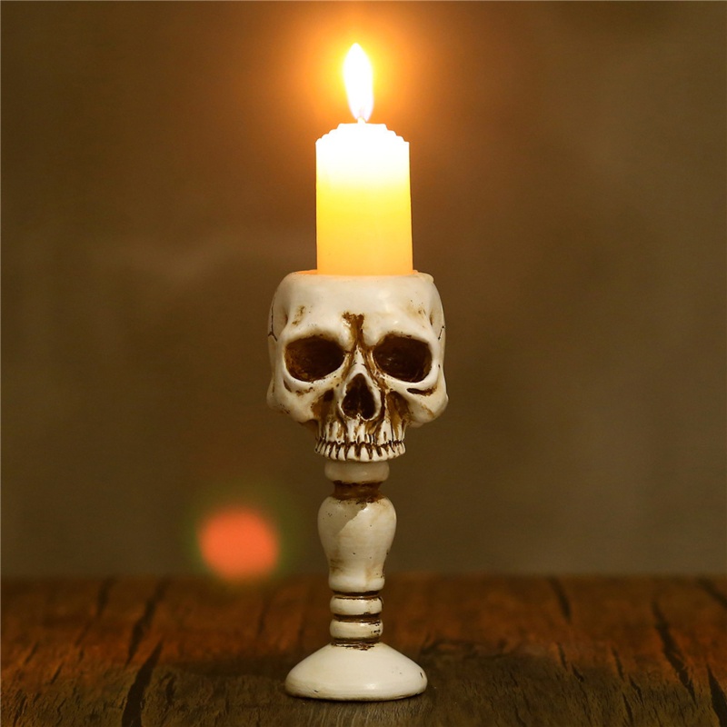 Giá Đỡ Nến Hình Đầu Lâu Bằng Nhựa Resin Phong Cách Cổ Điển Trang Trí Halloween / Giáng Sinh / Quán Bar