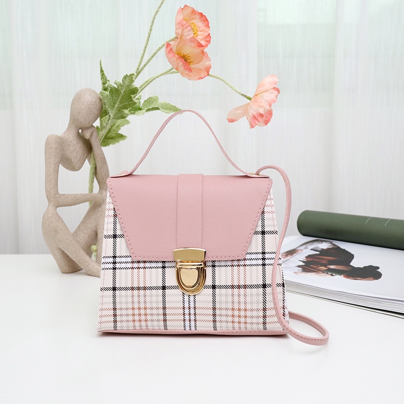 Túi Đeo Chéo Vuông Nhỏ Kẻ Sọc Caro Màu Trơn Thời Trang Hàn Quốc Mới 2022 Cho Nữ