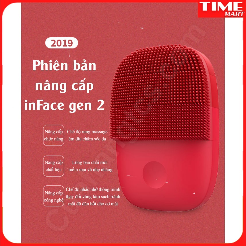 [CHÍNH HÃNG] Máy rửa mặt Xiaomi inFace gen2 (đỏ) lông dài và êm hơn (MẪU MỚI 2022) [TIME_MART siêu thị tiện ích]