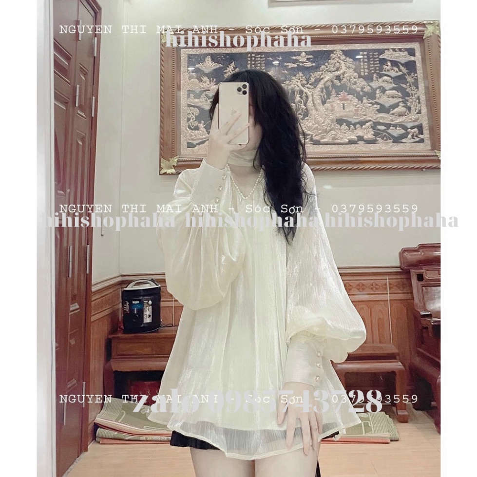 Áo babydoll tay bồng tiểu thư dấu quần kaca hihishophaha