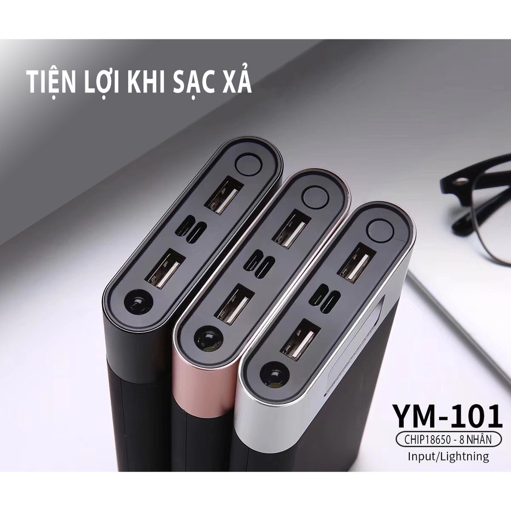 Pin sạc dự phòng tốc độ cao  FREE SHIP  Pin dự phòng Grown Tech  YM-101 20000mAh cao cấp LED hỗ trợ sạc nhanh