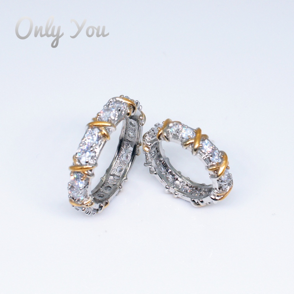 Nhẫn Mạ Vàng 18K Đính Đá Kim Cương Nhân Tạo